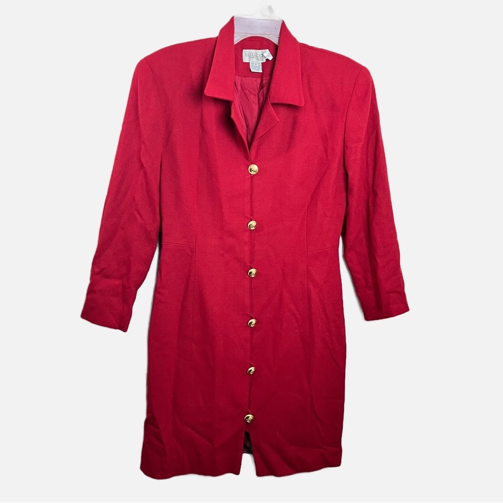Vintage Blazer Dress Nordstrom Made In Japan Size 8 Red & Gold VTG Wool